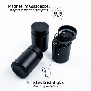 Γυάλινο βαζάκι μπαχαρικών μαύρο 192ml (Σετ των 3) SILWY Mαγνητικά σκεύη