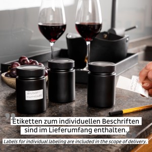 Γυάλινο βαζάκι μπαχαρικών μαύρο 192ml (Σετ των 3) SILWY Mαγνητικά σκεύη