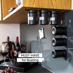 Γυάλινο βαζάκι μπαχαρικών μαύρο 192ml (Σετ των 3) SILWY Mαγνητικά σκεύη