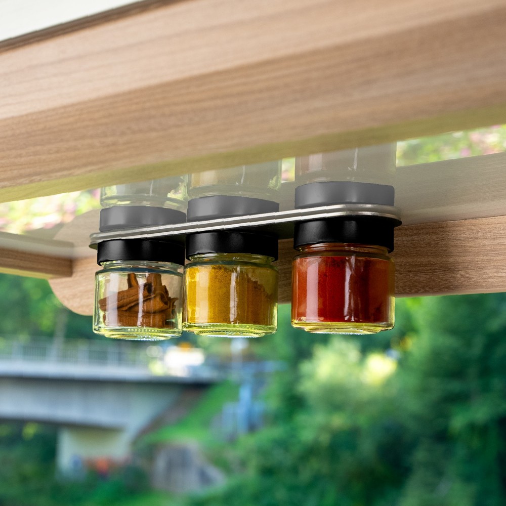 Γυάλινο βαζάκι μπαχαρικών με μαύρο καπάκι 125ml (Σετ των 3) SILWY Mαγνητικά σκεύη