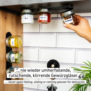 Γυάλινο βαζάκι μπαχαρικών με μαύρο καπάκι 125ml (Σετ των 3) SILWY Mαγνητικά σκεύη