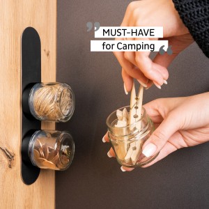 Γυάλινο βαζάκι μπαχαρικών με μαύρο καπάκι 125ml (Σετ των 3) SILWY Mαγνητικά σκεύη