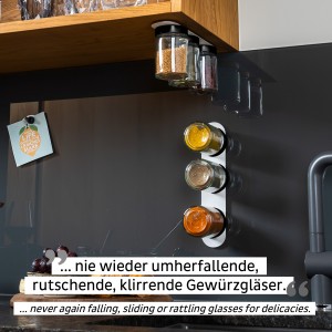 Γυάλινα Ποτήρια για μπαχαρικά με άσπρο μαγνητικό καπάκι 192ml (Σετ των 3) SILWY Mαγνητικά σκεύη