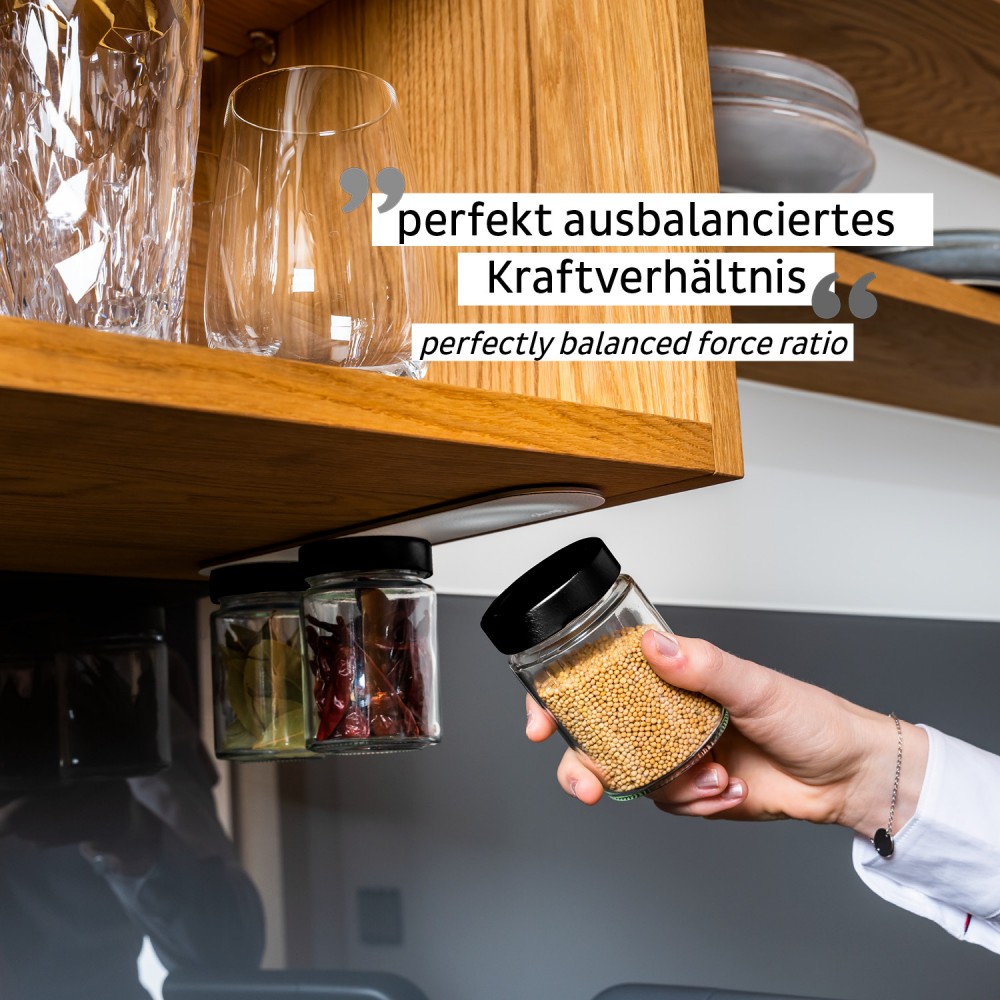 Γυάλινα Ποτήρια για μπαχαρικά με άσπρο μαγνητικό καπάκι 192ml (Σετ των 3) SILWY Mαγνητικά σκεύη