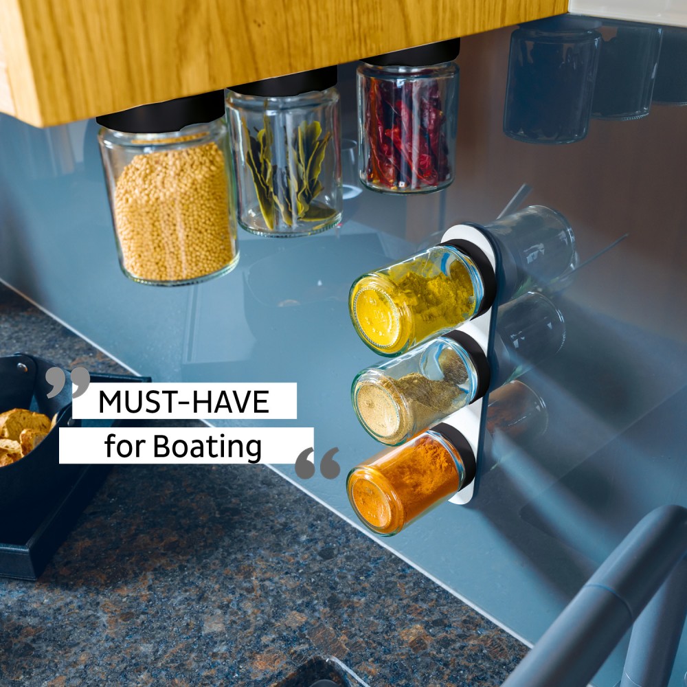 Γυάλινα Ποτήρια για μπαχαρικά με άσπρο μαγνητικό καπάκι 192ml (Σετ των 3) SILWY Mαγνητικά σκεύη