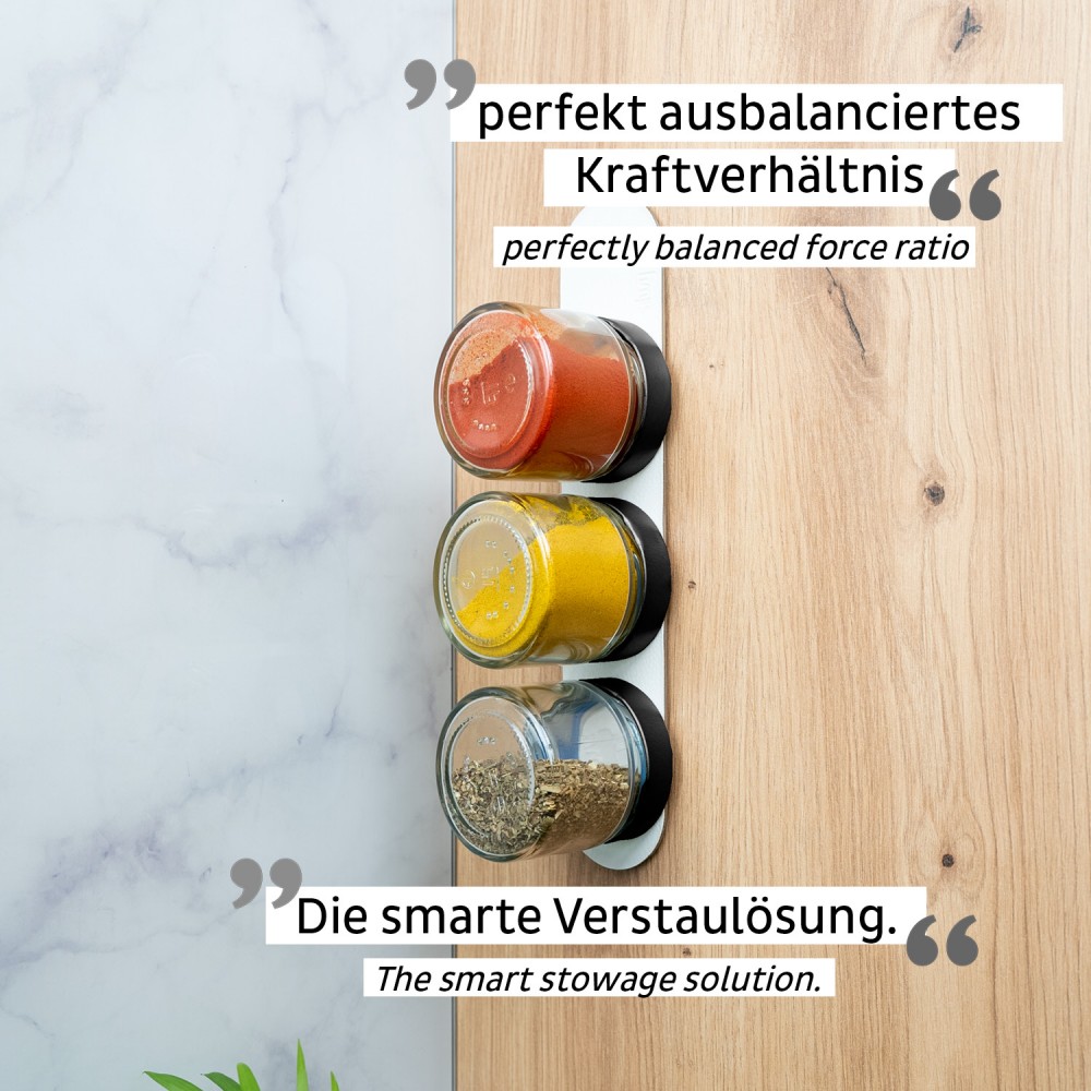 Γυάλινο βαζάκι μπαχαρικών με άσπρο καπάκι 125ml (Σετ των 3) SILWY Mαγνητικά σκεύη