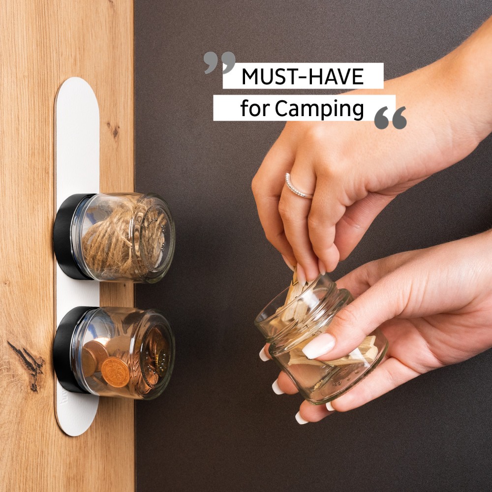 Γυάλινο βαζάκι μπαχαρικών με άσπρο καπάκι 125ml (Σετ των 3) SILWY Mαγνητικά σκεύη