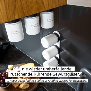 Γυάλινο βαζάκι μπαχαρικών άσπρο 125ml με μαύρο καπάκι (Σετ των 3)