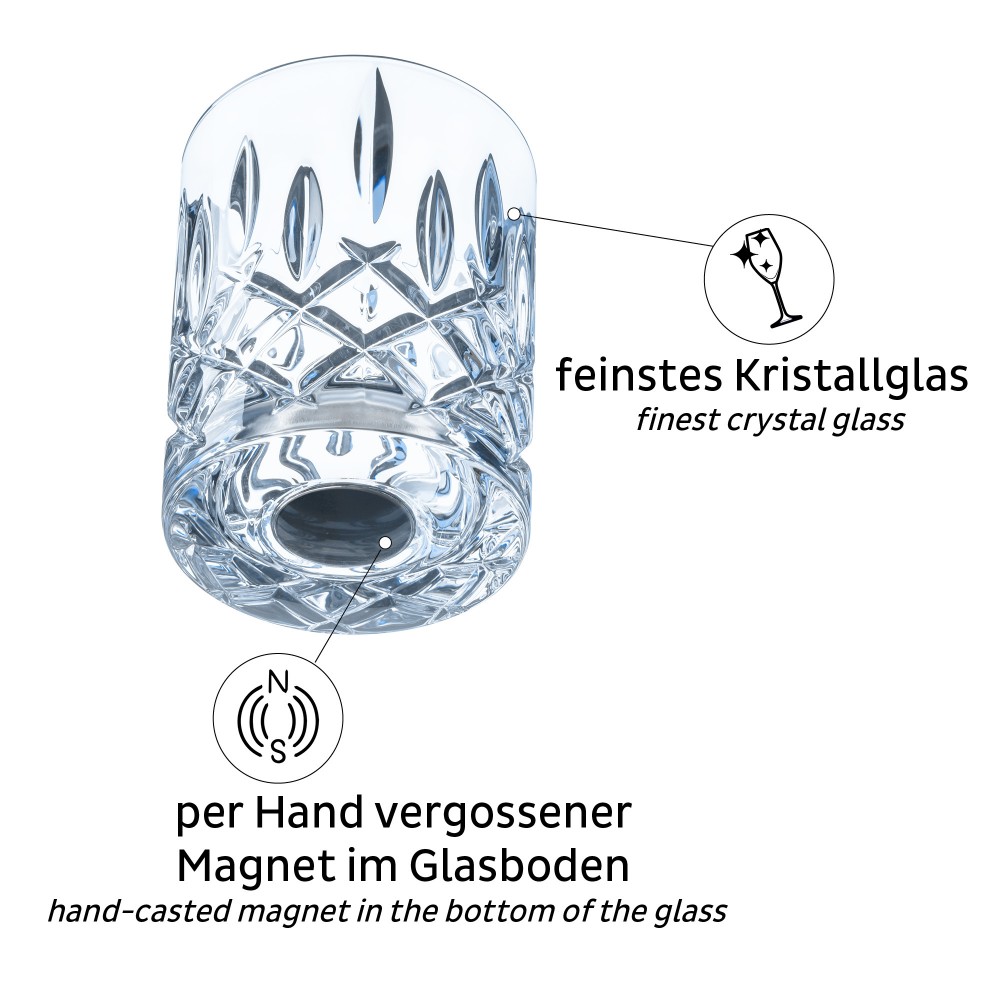 Μαγνητικό Κρυστάλλινο ποτήρι Ουίσκι (Σετ των 4) SILWY Mαγνητικά σκεύη