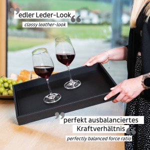 Μεταλλικός δίσκος σερβιρίσματος σε δερμάτινη μαύρη όψη SILWY Mαγνητικά σκεύη