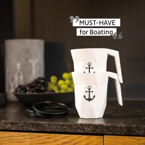 Μαγνητική πλαστική κούπα με λαβή TO-GO ΑΓΚΥΡΑ με μαύρο σουβέρ SILWY Mαγνητικά σκεύη