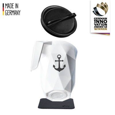 Μαγνητική πλαστική κούπα με λαβή TO-GO ΑΓΚΥΡΑ με μαύρο σουβέρ