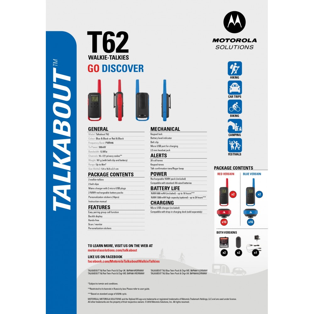 MOTOROLA T62 GO DISCOVER TWIN ΜΠΛΕ (Σετ των 2)