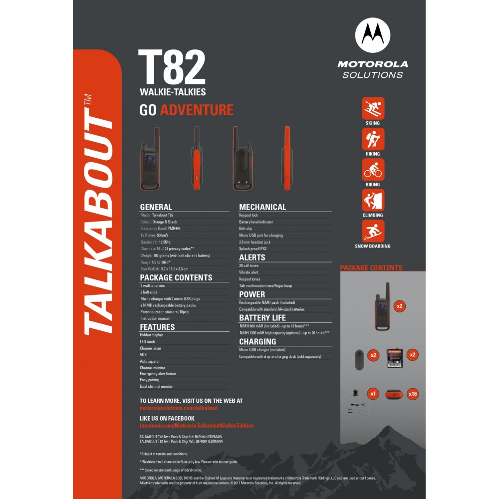 MOTOROLA T82 GO ADVENTURE TWIN (Σετ των 2)