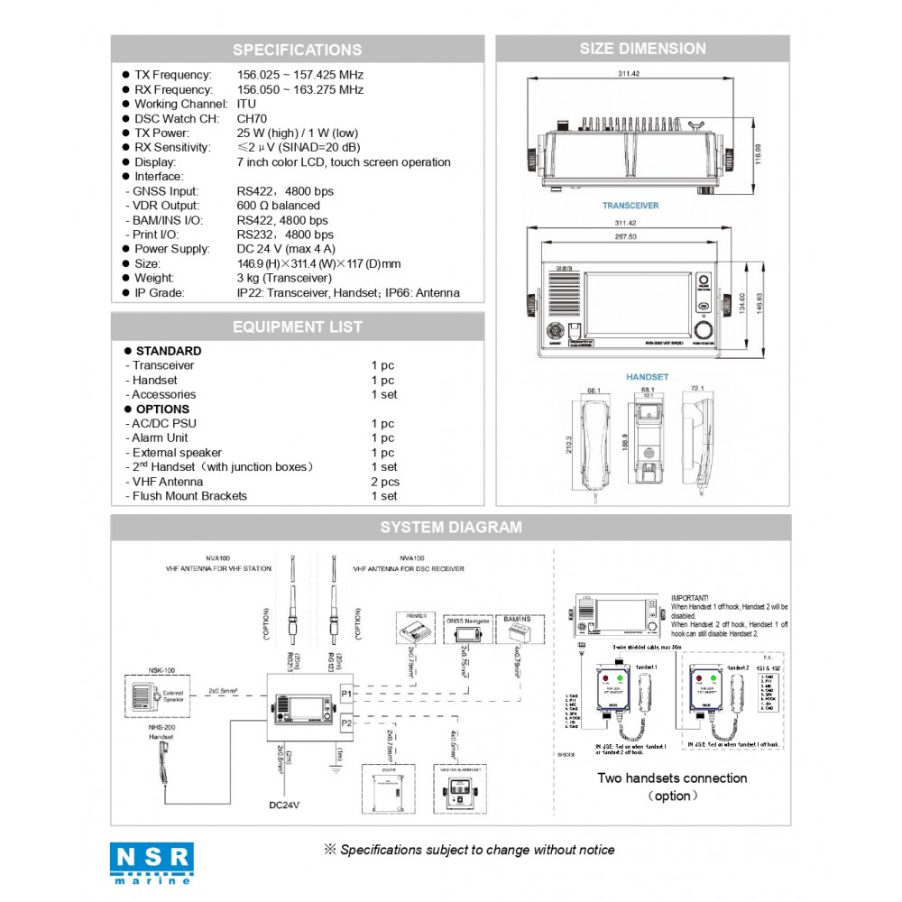 NSR NVR-3000 VHF/DSC CLASS-A'